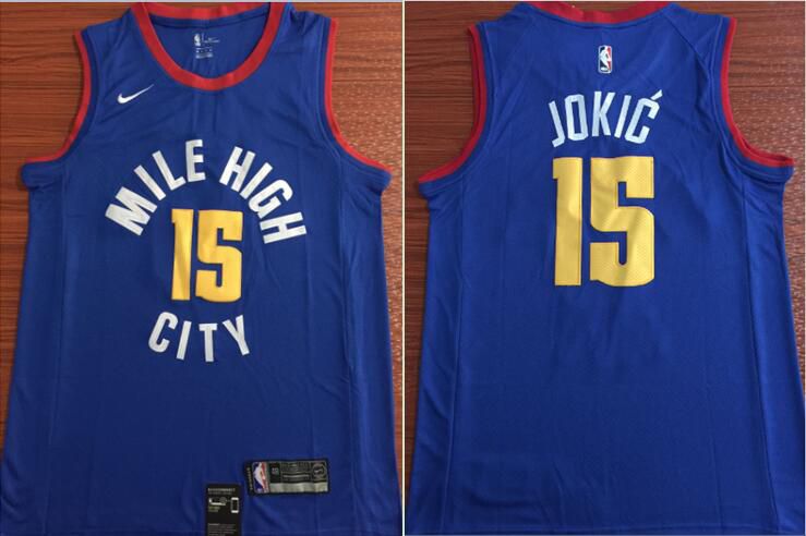 Men Denver Nuggets 15 Jokic Blue Game Nike NBA Jerseys